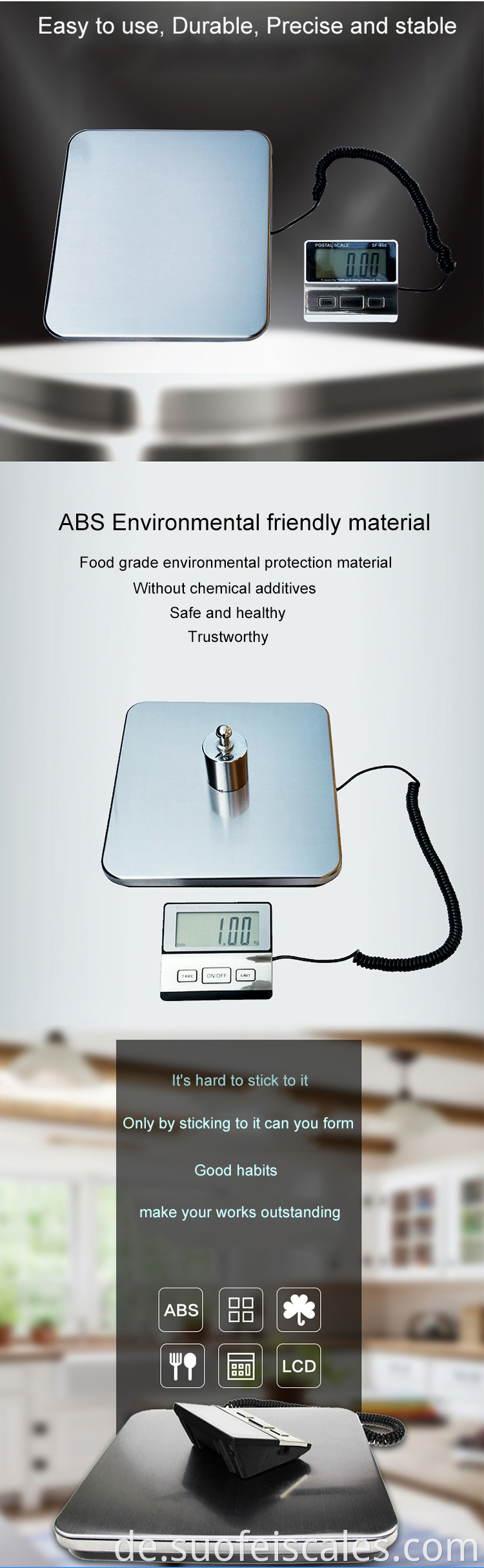 SF-888 Edelstahl Commercial Digital Postal Scale 100 kg